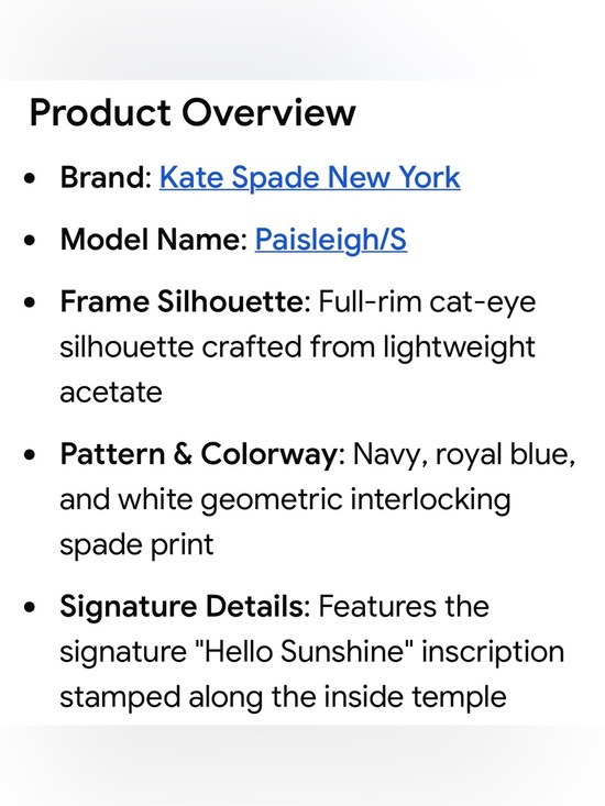 kate spade Paisleigh Blue Patterned Cat-Eye Sunglasses with Gradient Lenses main image 5